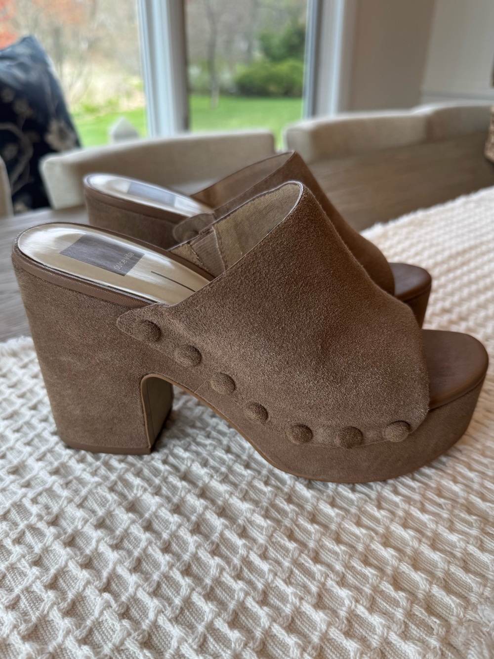 Dolce Vita Mushroom Suede Platform Mule Heels
